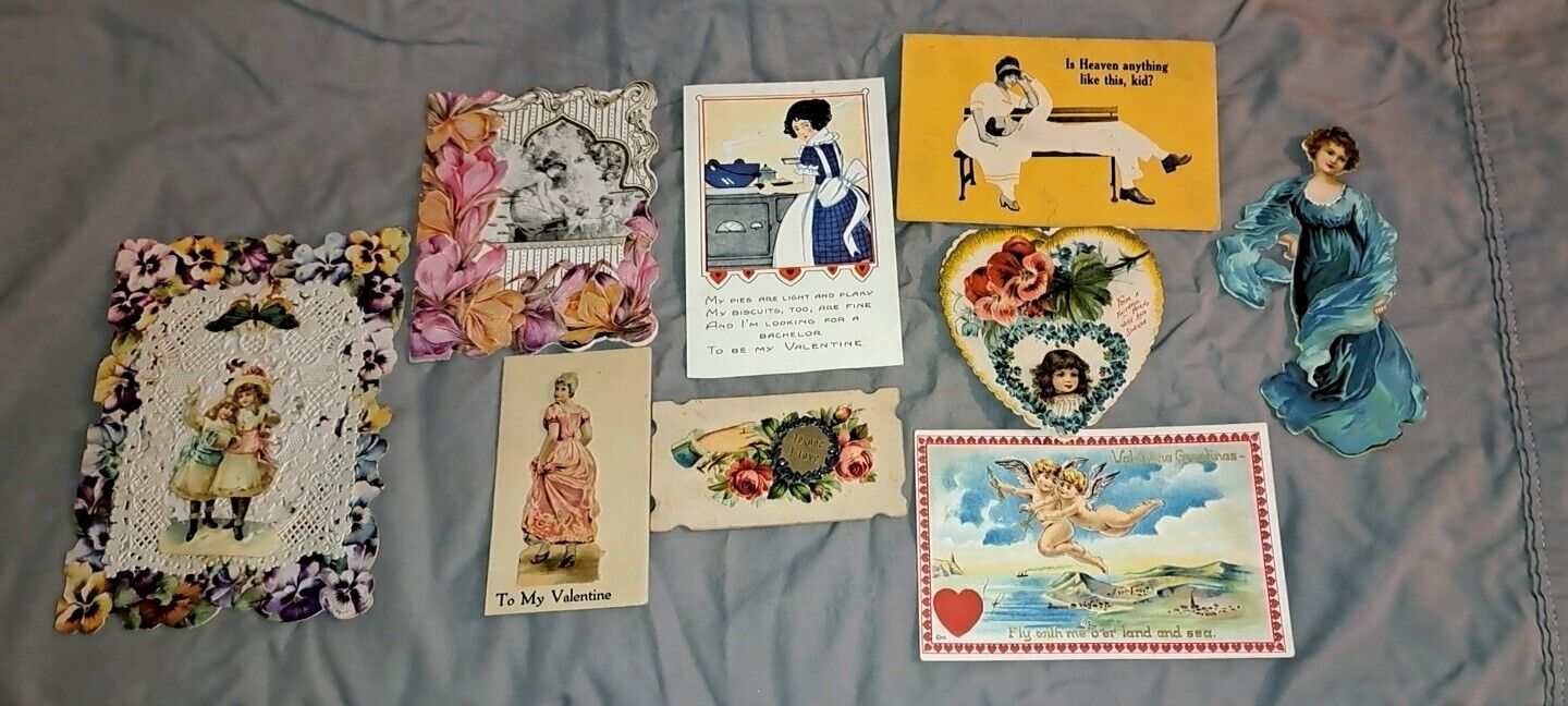 Vintage Valentines day cards lot of 9 1920\'s 1930\'s cards