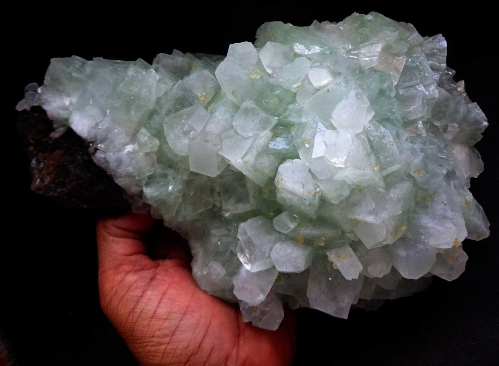 AWESOME GREEN APOPHYLLITE CUBES FORMATION W/ CALCITE CRYSTALS SPECIMEN #16.2#