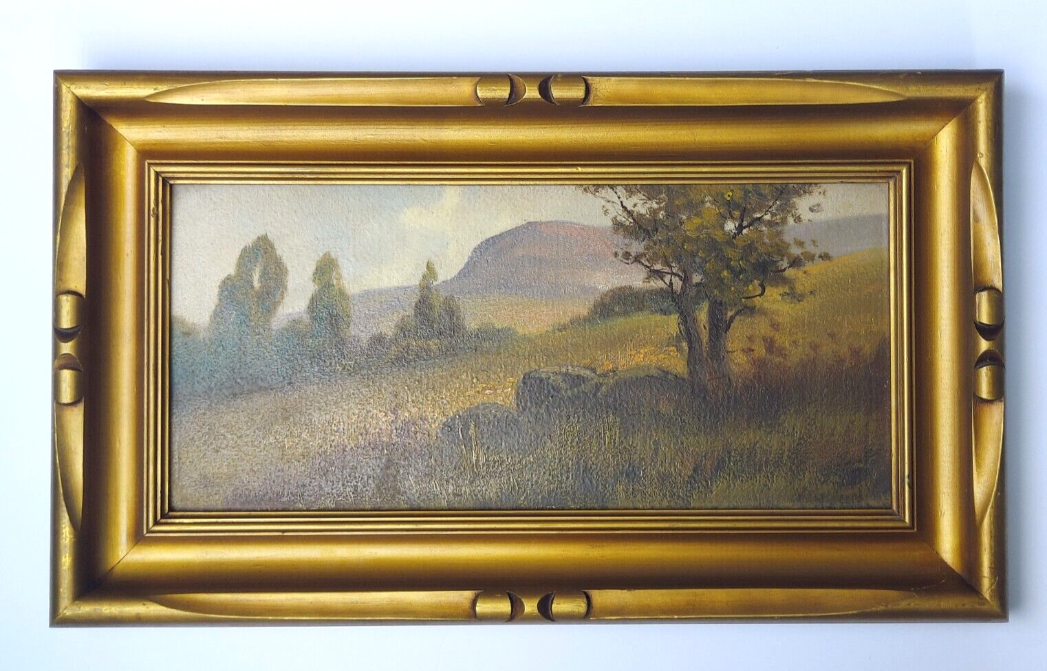 1920s CARVED GOLD FRAME & LANDSCAPE OIL PAINTING Sold by The Broadway Stores