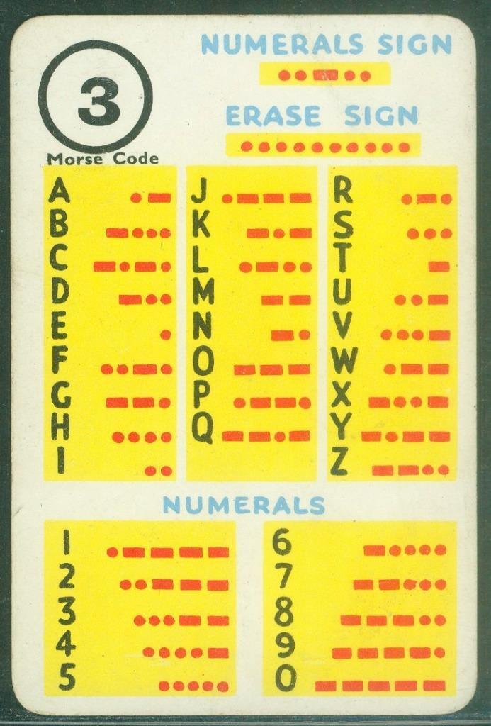 1955 Pepys, Scouting card game (Boy Scouts), # 3, Morse Code