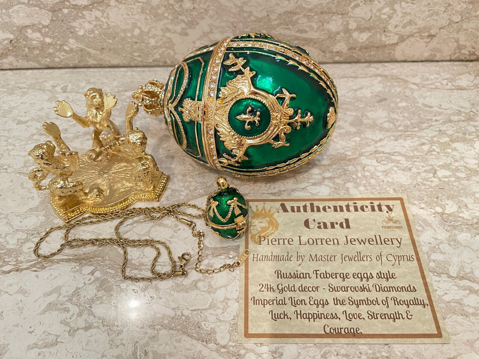 Imperial Faberge egg & Faberge egg necklace Emerald Fabergé