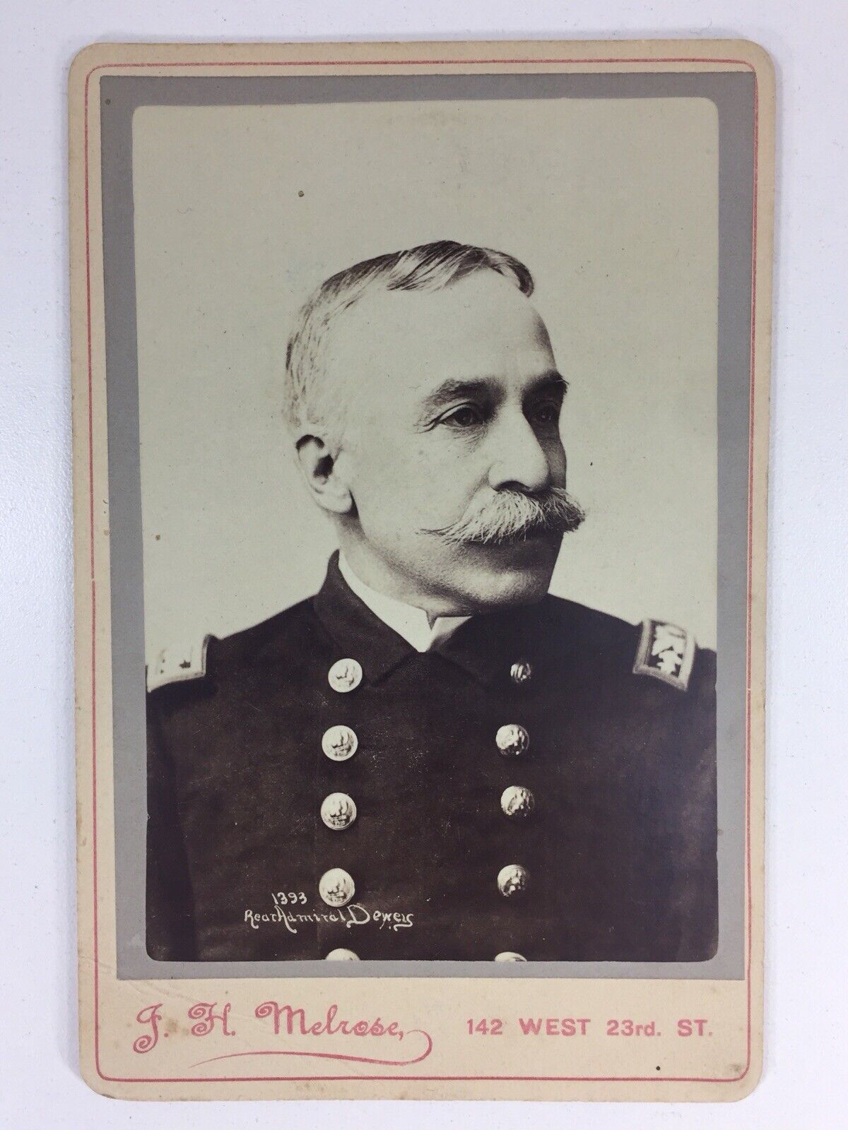 Rare Antique Cabinet Photo Admiral Dewey 1898 6 1/2” X 5 1/4” Card