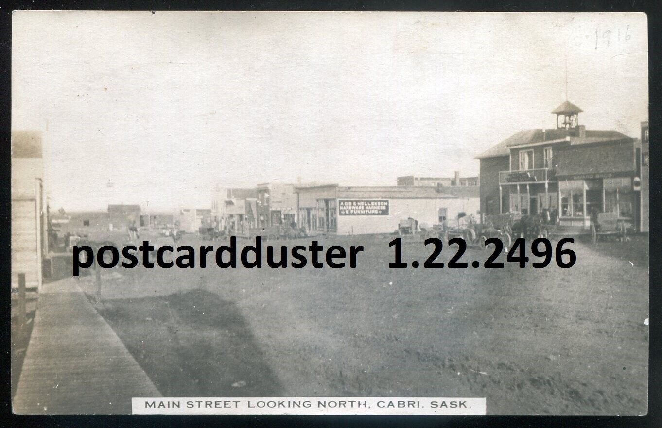 CABRI Saskatchewan 1920s Main Street. Real Photo Postcard