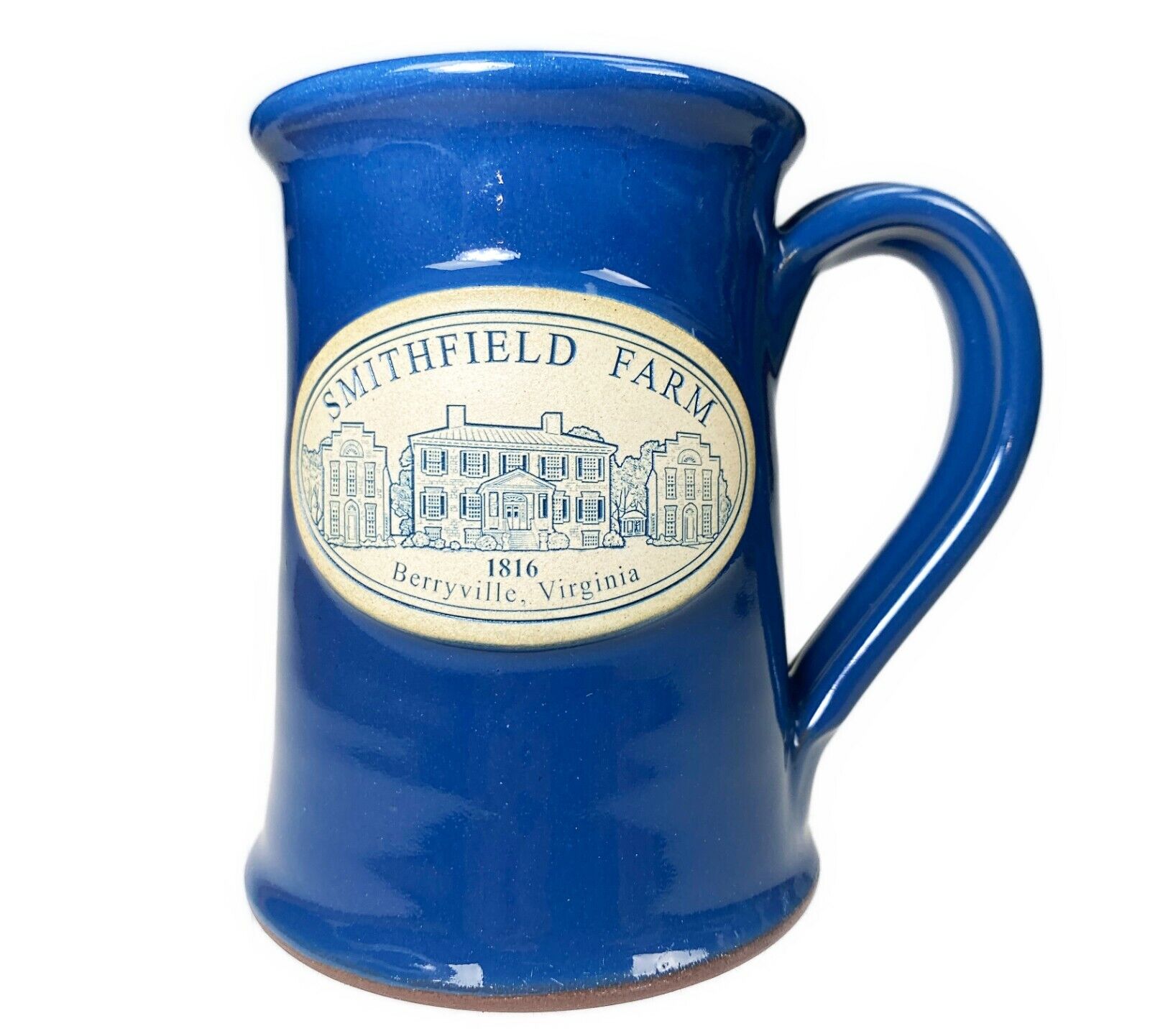 Smithfield Farm 1816 Berryville Virginia Pottery Cup Mug Blue