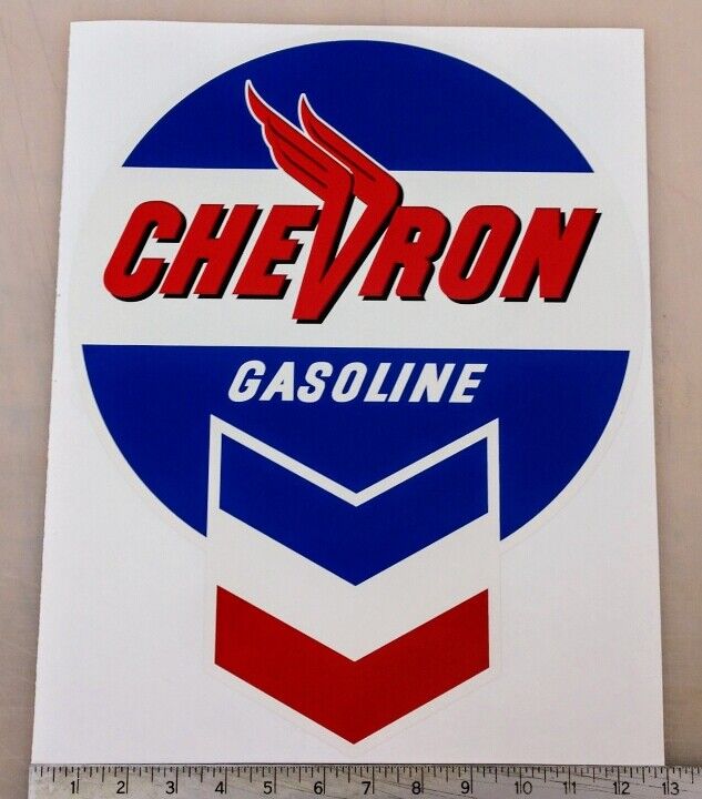 Vintage Chevron Gasoline pump restoration sticker decal 12.5