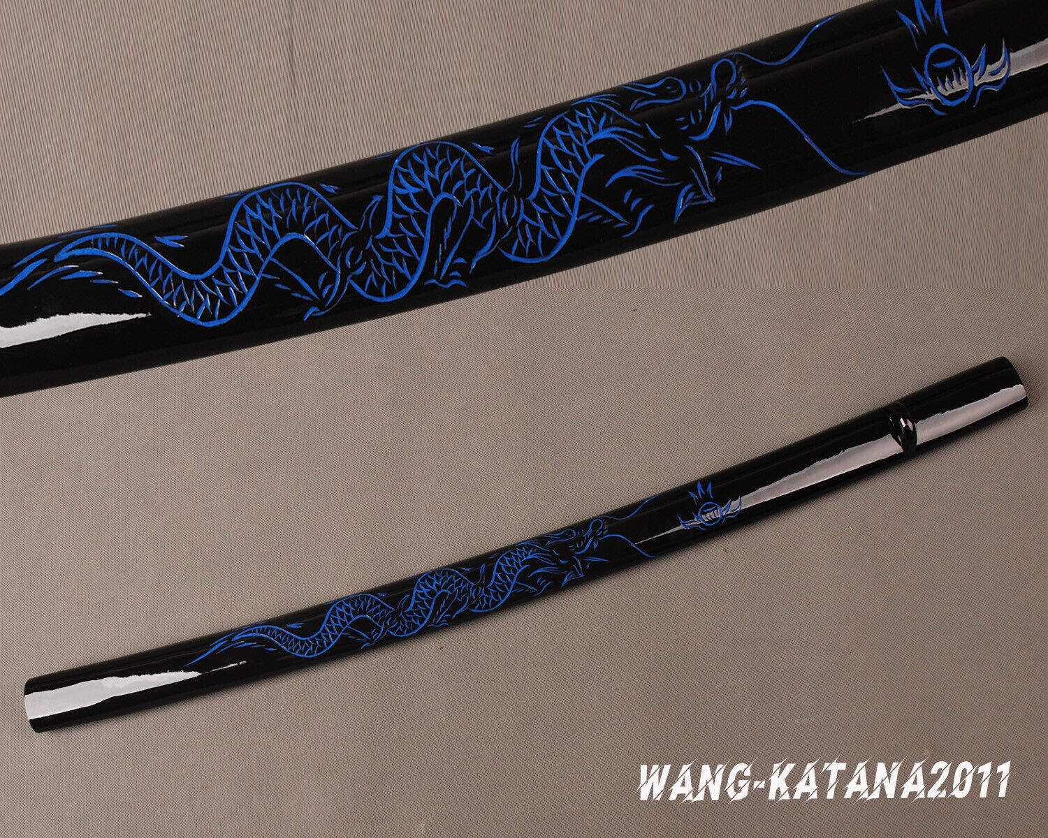 Handmade Blue Dragon Lacquered Saya Sheath Scabbard for Japanese Katana Sword 