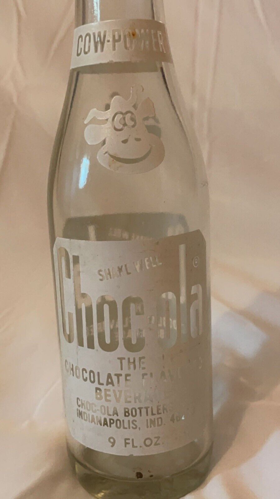 Choc-ola chocolate flavored beverage Indianapolis IN 9oz 1978 Empty