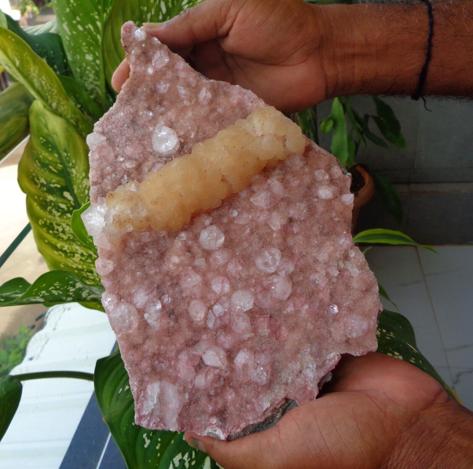 Apophyllite Crystals w/ Stilbite On Light Pink Matrix Minerals Specimen