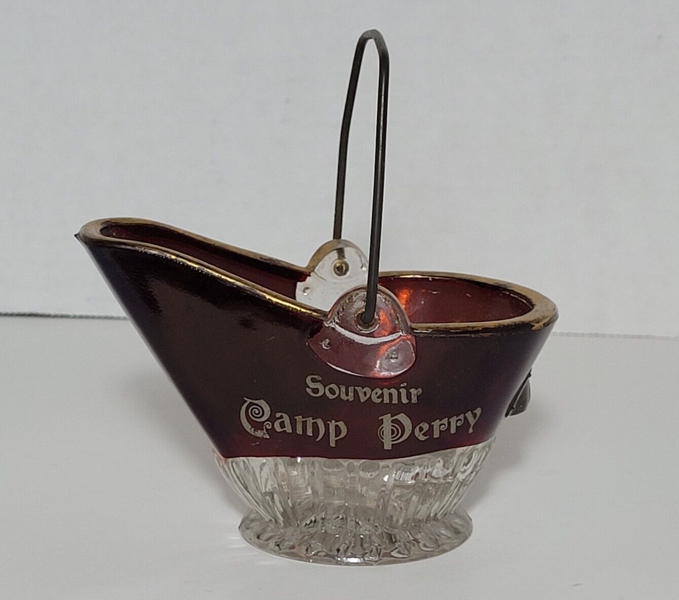 Souvenir Of Camp Perry Ruby Red Coal Bucket Ohio US Military Collectible