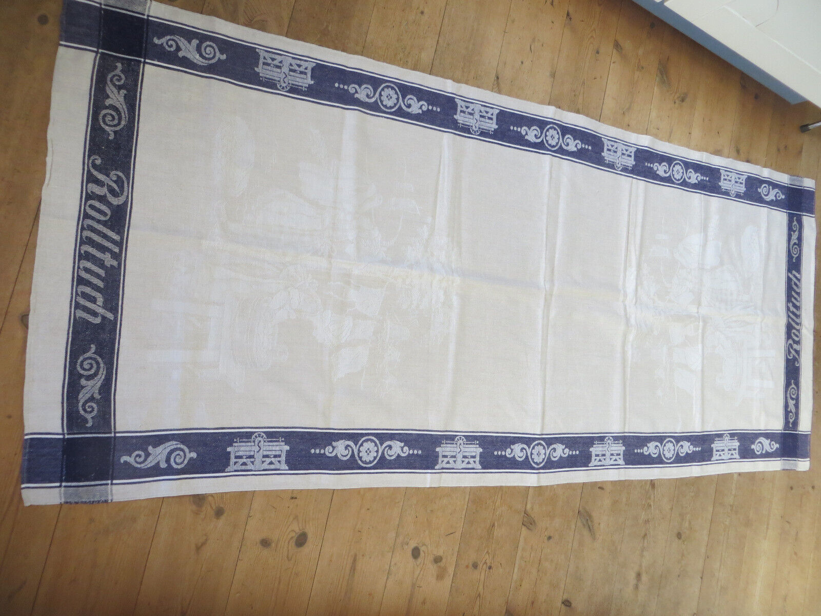 Rollcloth  Manglecloth Mangle Cloth Antique  Tablecloth Linen and Linen German