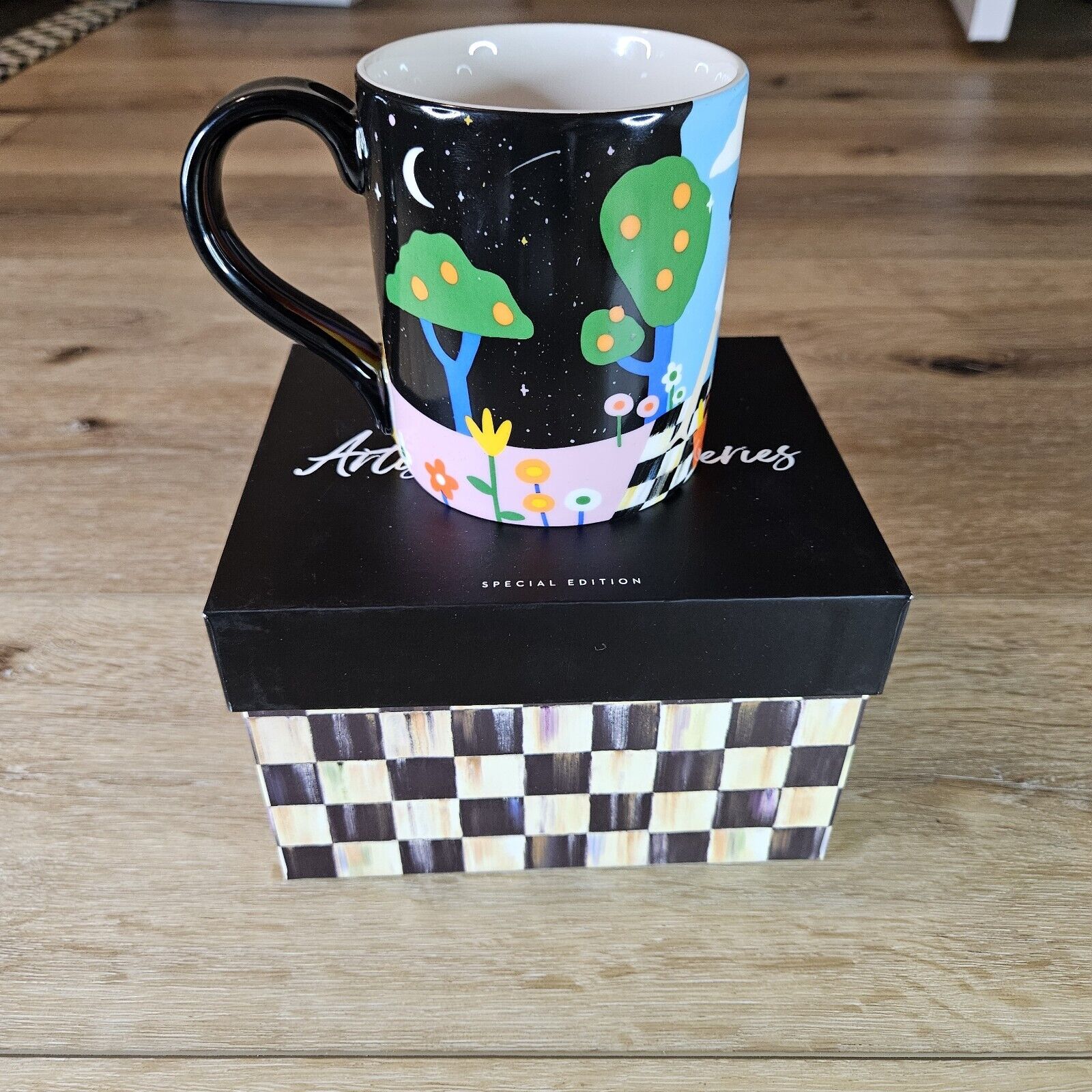 Brand New Mackenzie Childs Charly Clements Artist Coffee Mug, Incl Gift Box 