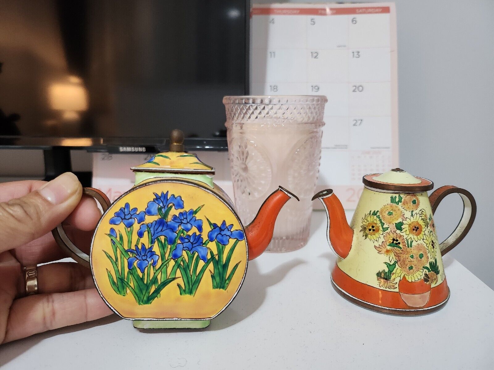 2 Pcs. Miniature Enamel Teapot