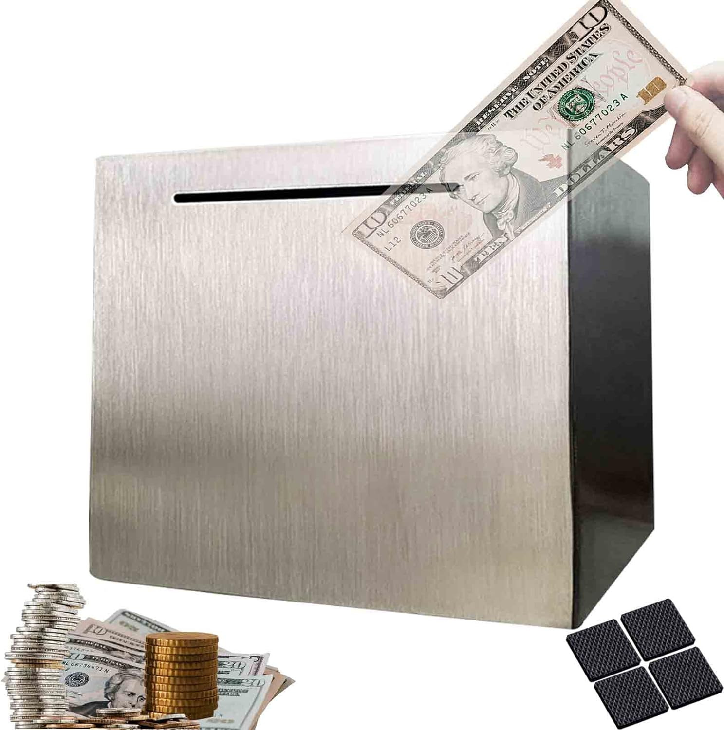 Piggy Bank Money Safe Box Bigger Savings Bank Stainless Steel Money Bank Cash Co