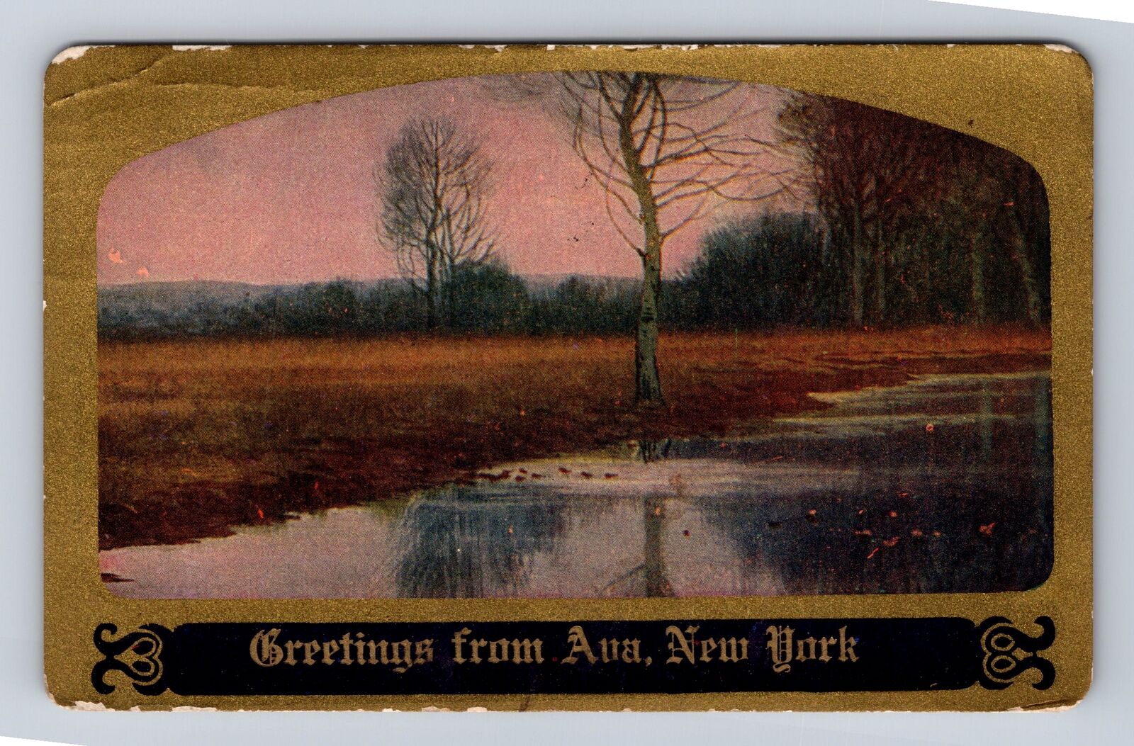 Ava NY-New York, General Greeting, Scenic Country View, Vintage c1915 Postcard