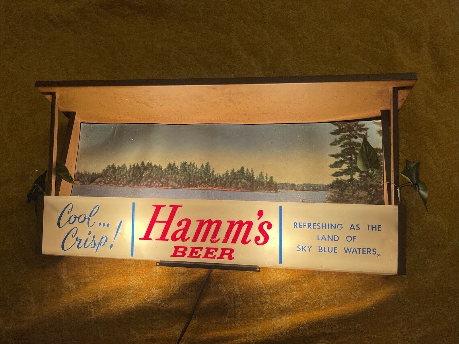 Rare Vintage Hamms Beer Sign - Cool Crisp - Lighted Fathers, Mancave, Scenic