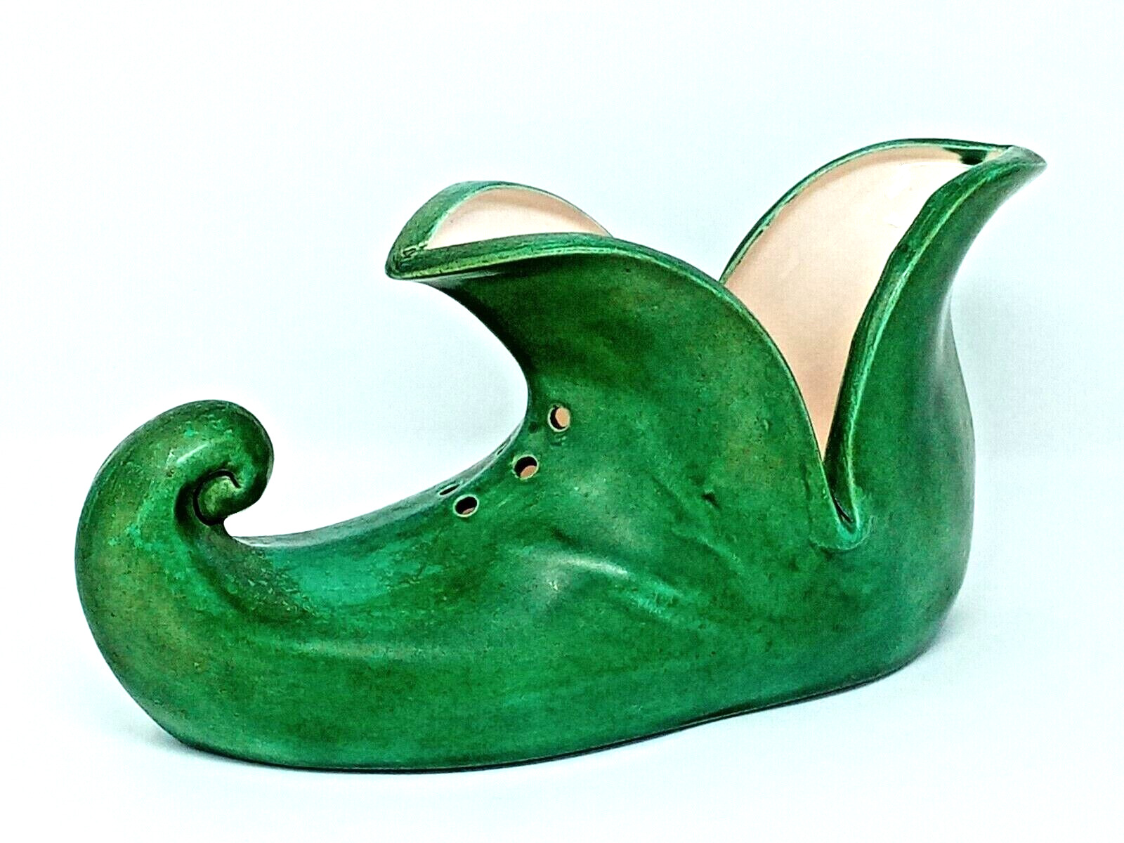 Elf Shoe Ceramic Planter green hobbyist R Presolone mold Christmas Santa vgc
