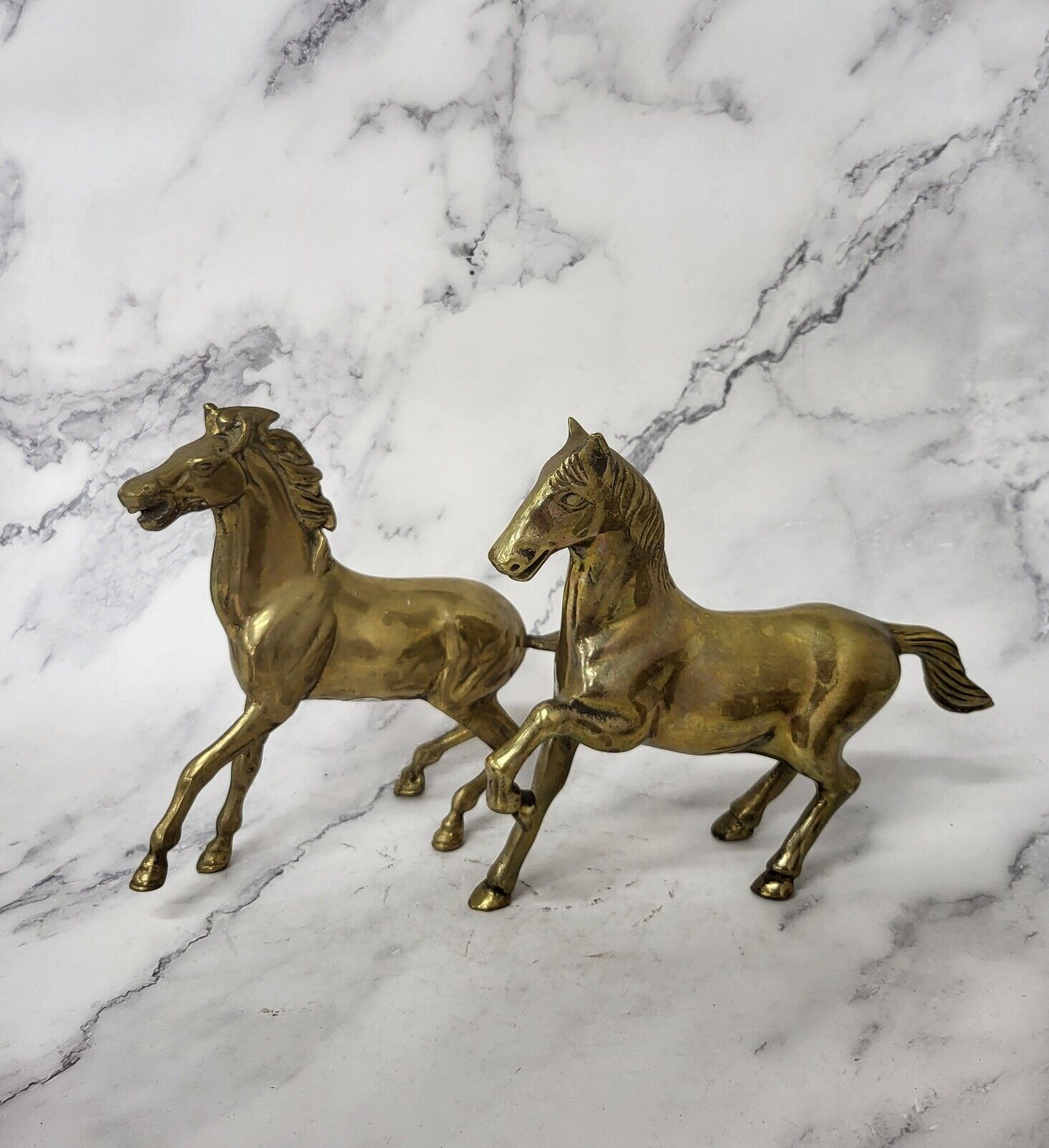Vintage Brass Stallion Horse Statue Figurine Equestrian Farmhouse Decor