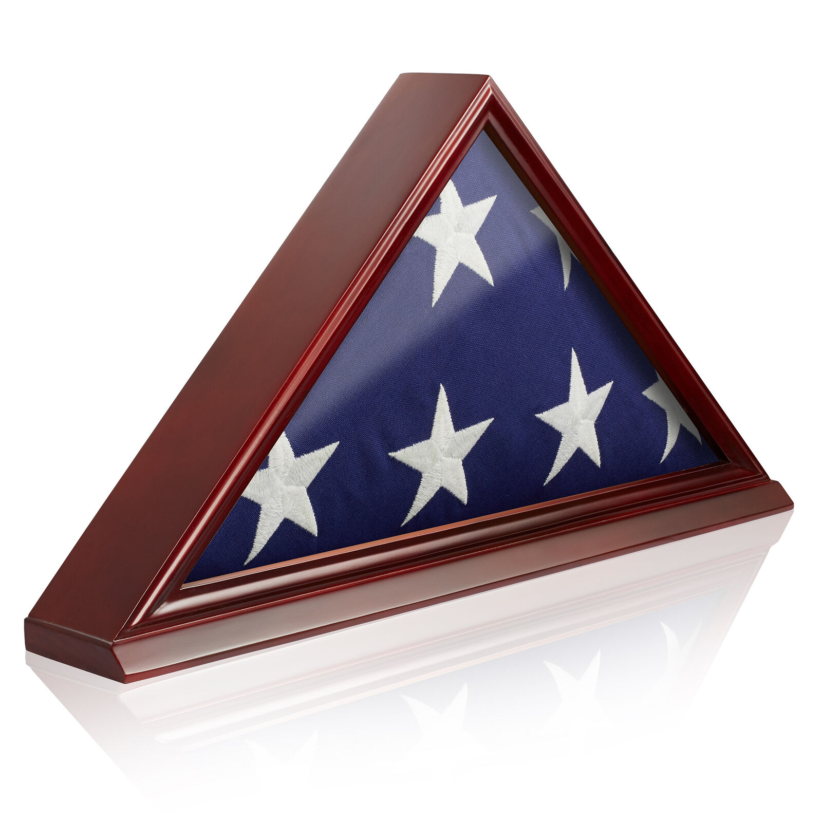 Burial Memorial Flag Display Case for 5' X 9' Folded, Solid Wood Cherry Finish