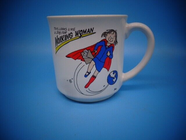 *Working Woman Mug Super Woman Funny Mug Vtg Ceramic    S2