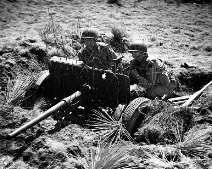 U.S. Soldiers with 37 mm Anti-Tank Gun Camp Carson 8x10 WWII Photo 187a