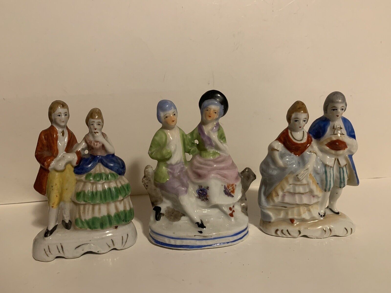 THREE Vintage Victorian/Colonial Porcelain Couples  Figurines  Made In Japan