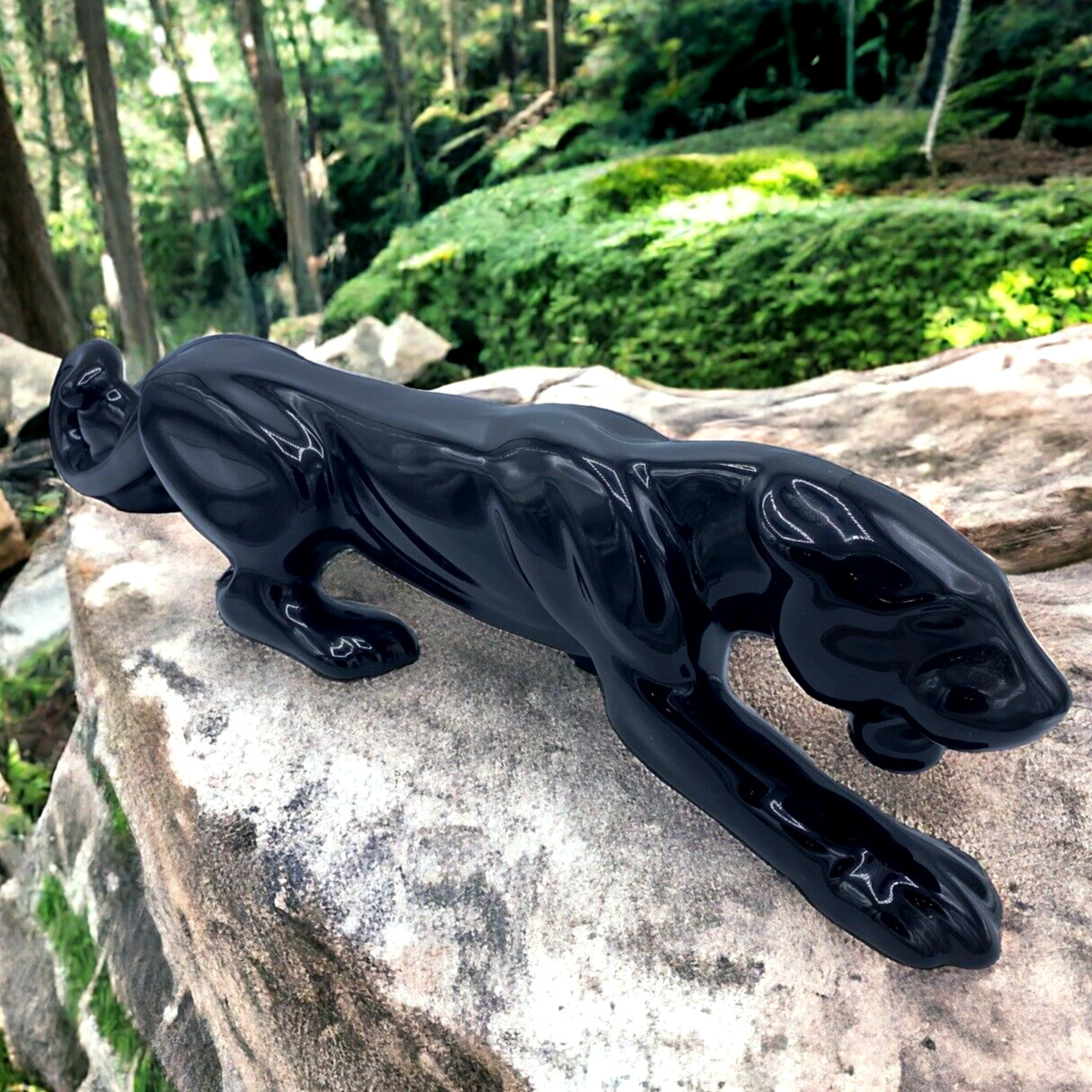 Vtg MCM Art Deco Royal Haeger Pottery Ceramic Black Panther Sculpture 23\