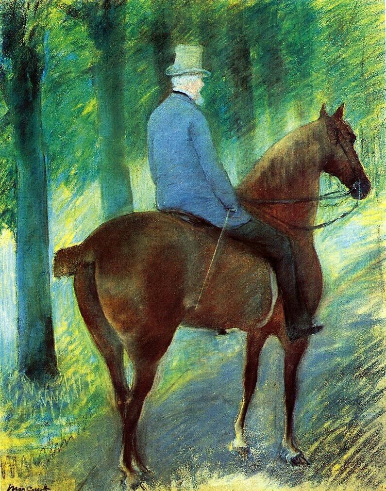 Oil painting Mr.-Robert\'S-Cassatt-on-Horseback-1885-Mary-Cassatt-Oil-Painting