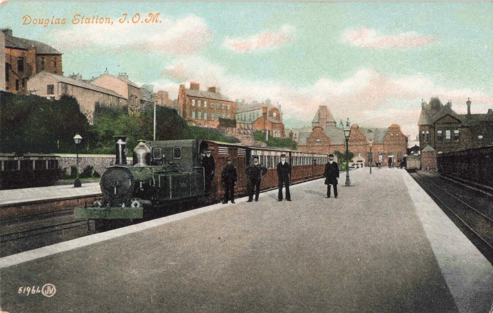 Douglas Railway Station Isle of Man IOM Train Valentine\'s Series c1910 Postcard
