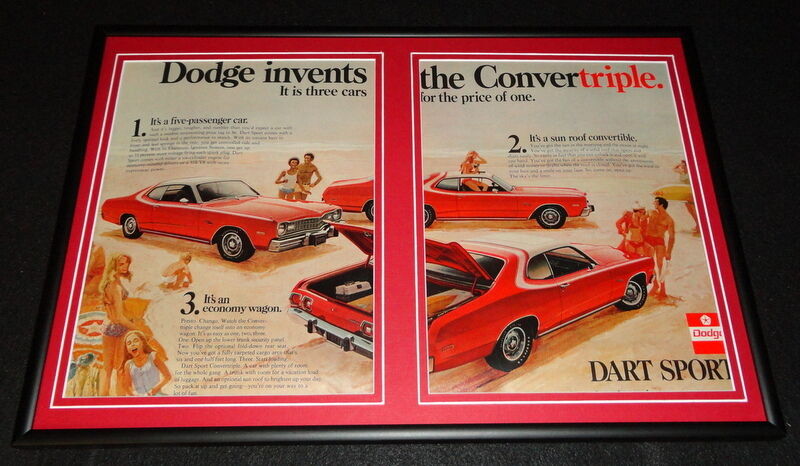 1972 Dodge Dart Sport Framed 12x18 ORIGINAL Advertising Display 