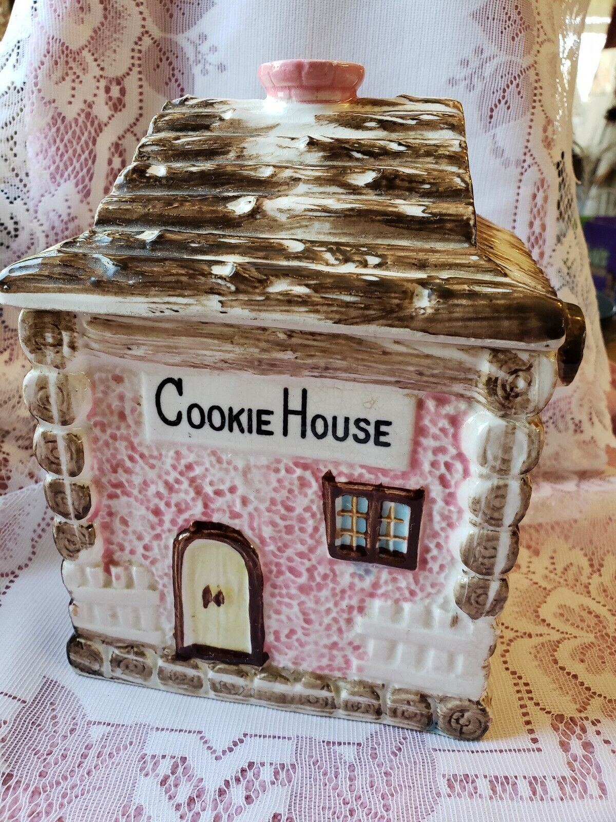 Lefton? Vintage MUSIC Box COOKIE JAR - Cookie House