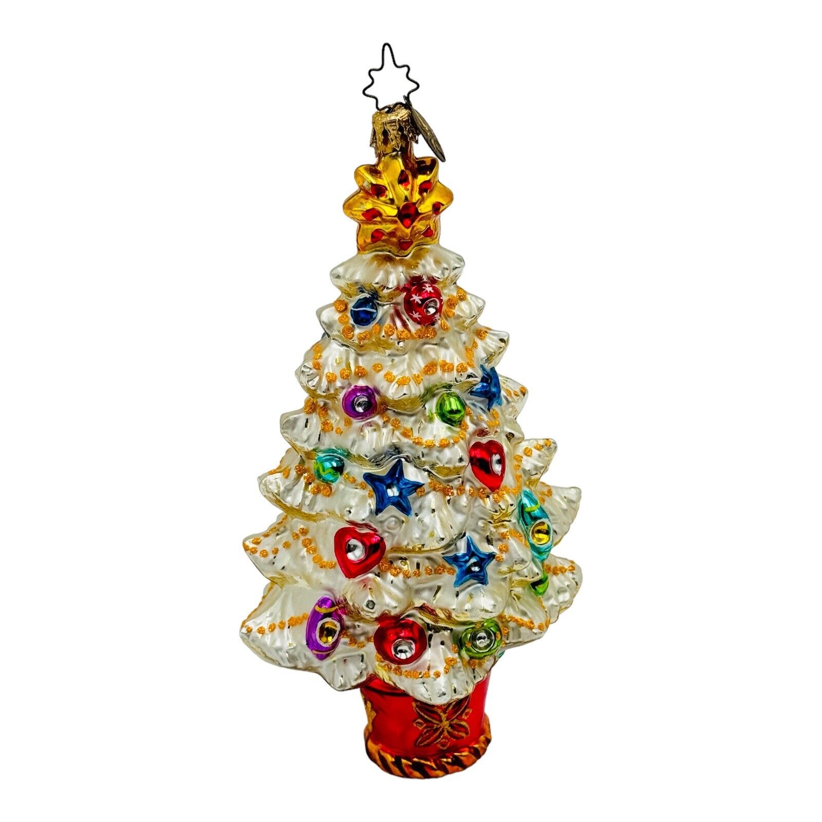 Christopher Radko Snow Sparkle Spruce Glass Christmas Ornament 7” 2006