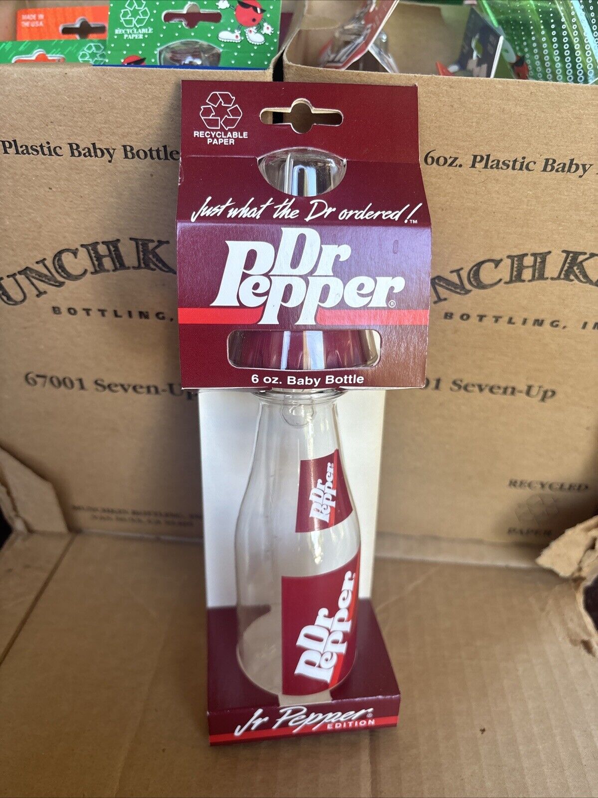 Vintage Dr Pepper Baby Bottle New Made USA Munchkin Bottling Inc 6 oz 1992