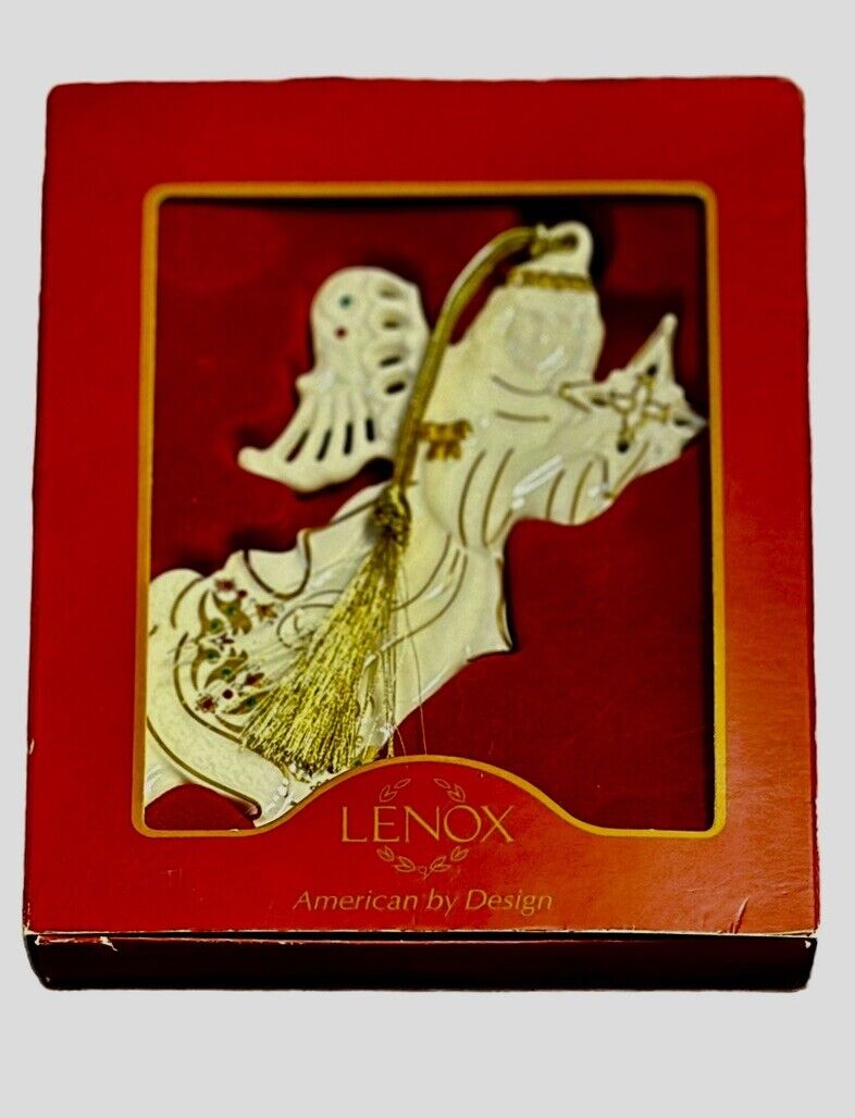Lenox China Glorious Angel Ornament 2011 Retired Gold 14k Karat In Box # 808427