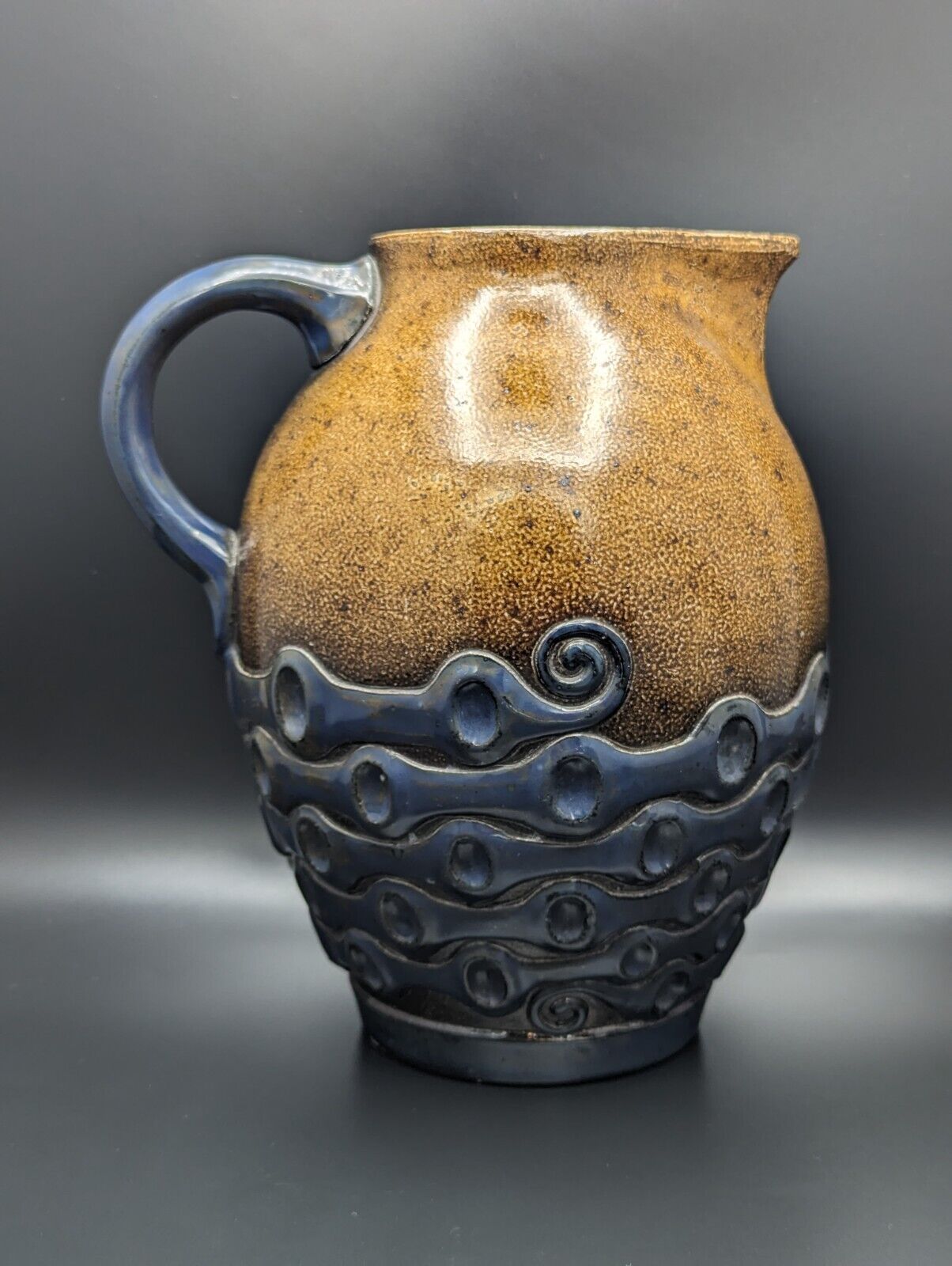 ✨ Antique German Stoneware Salt Glaze Pitcher Art Ceramic #3029