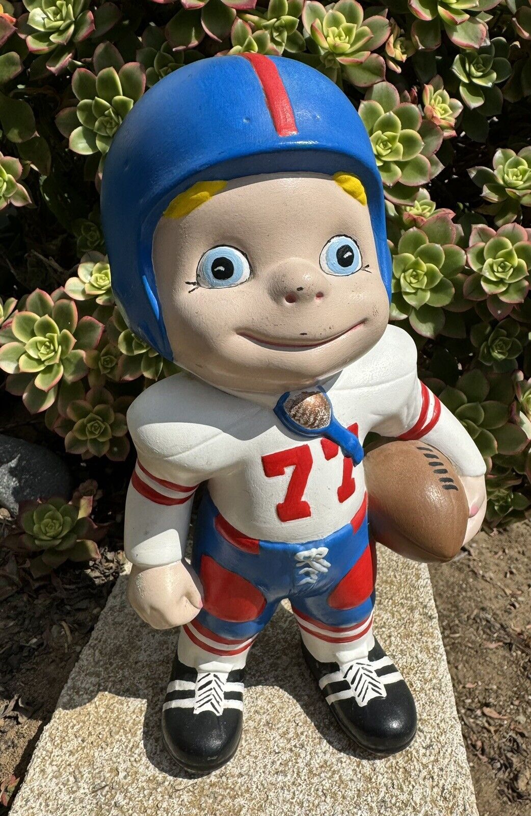 VTG Atlantic Mold Ceramic Football Player #77 Figurine 11”RWB NY Giants?