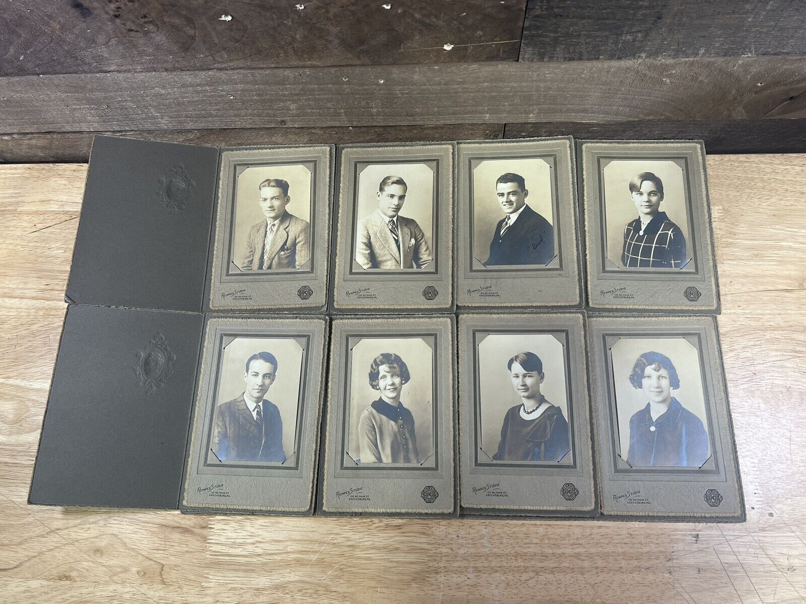Lot Of 8 Vintage Cabinet Cards School Photos Men/Women Rempes Studio Greensburg