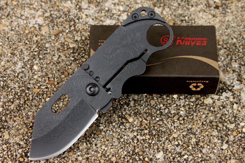 SR Knife Dragon Liner Lock Black Saber Geniune Super Sharp Folding Blade Gift