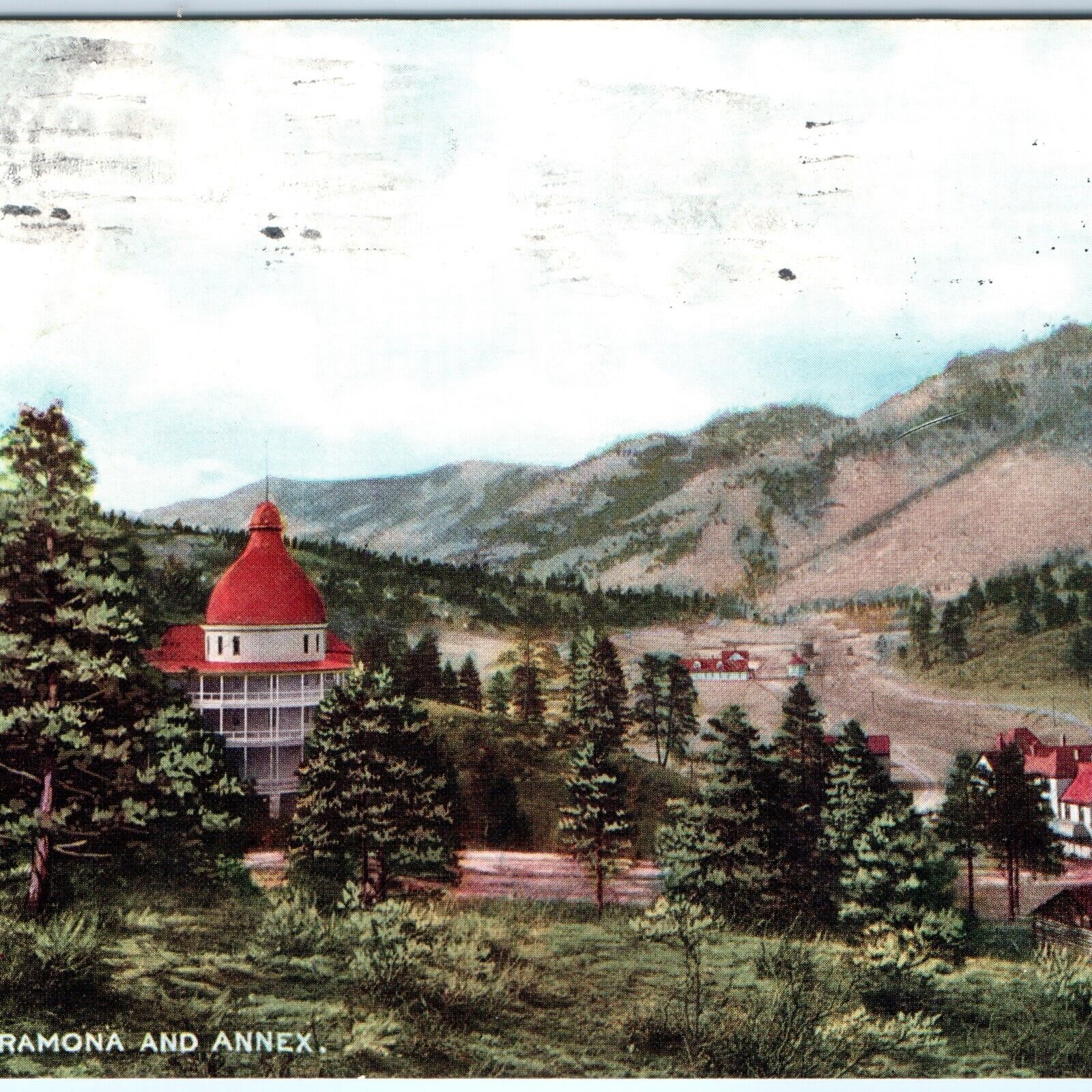 c1910s Cascade, CO Hotel Ramona & Annex Birds Eye Postcard A101