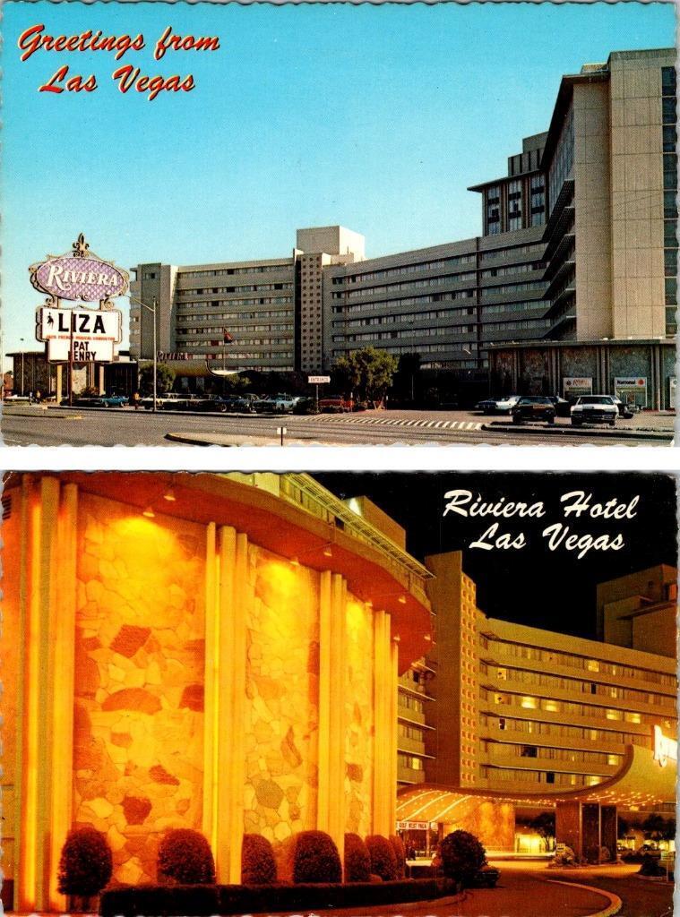 2~4X6 Postcards Las Vegas, NV Nevada RIVIERA HOTEL & CASINO Liza~Marquee & NIGHT