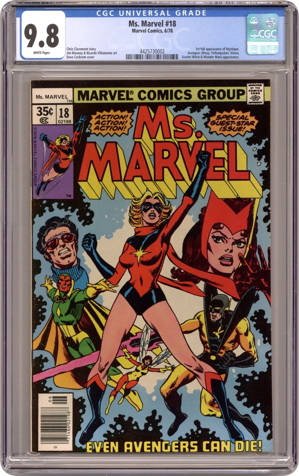 Ms. Marvel #18 CGC 9.8 1978 4425730002 1st full app. Mystique