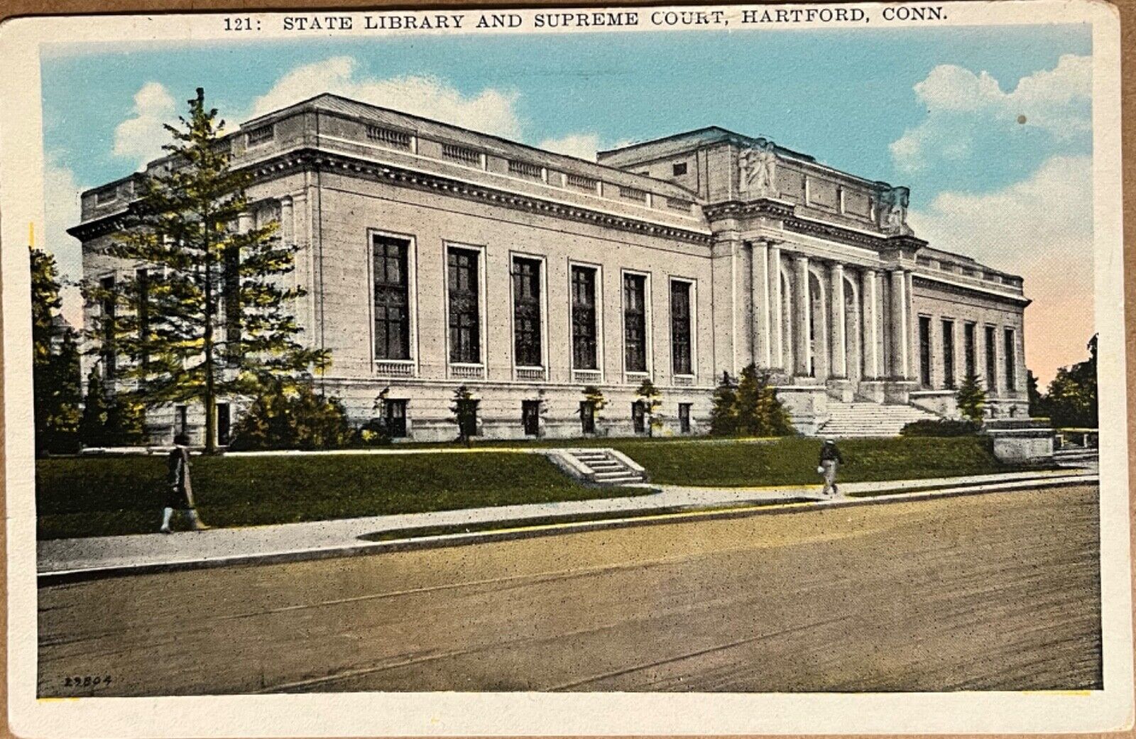Hartford Conneticut Supreme Court Library People Walking Vintage Postcard c1920