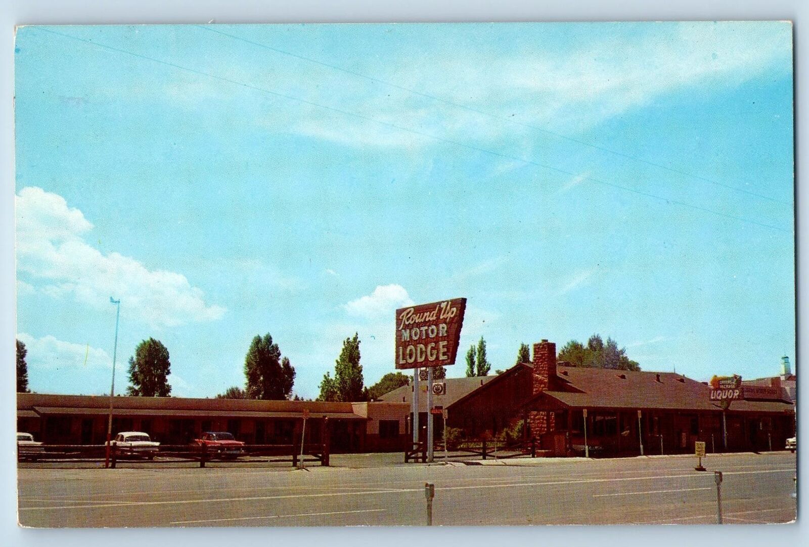 Show Low Arizona AZ Postcard Round Up Motor Lodge Exterior Roadside 1958 Cars