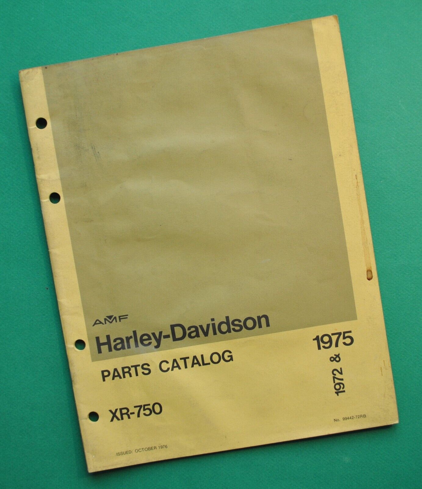 Original 1972-1975 Harley Davidson XR750 Parts Catalog Motorcycle Racing Book