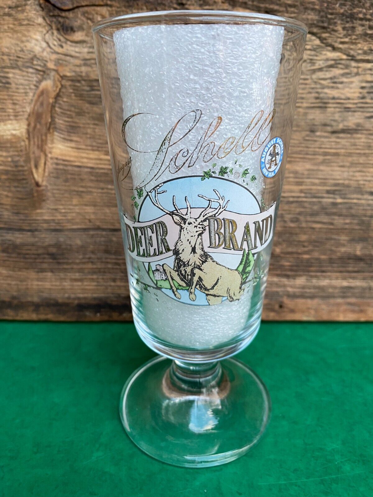 Schell\'s Deer Brand Stemmed Beer Glass New Ulm, Minn. Rastal 0.25L 6 3/4” Tall.