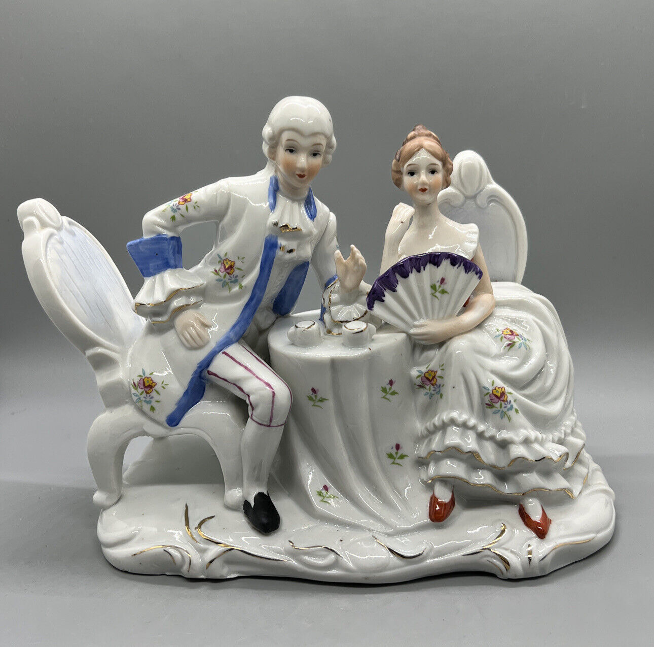 victorian Bohemia “Afternoon Tea” Porcelain Dining Table figure couple 8.5x7x5