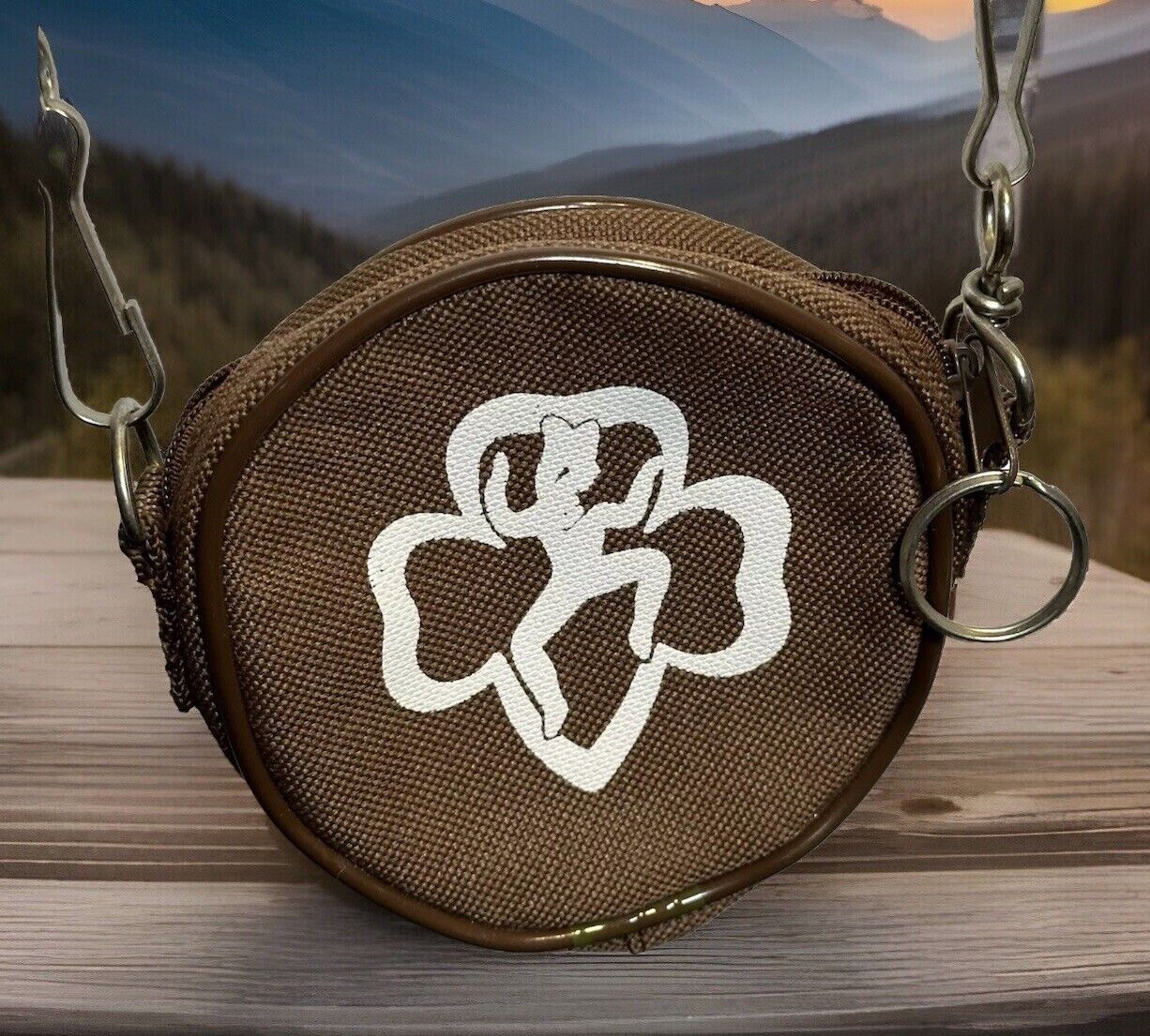 Girl Scout Brownie Pouch Purse Adjustable Shoulder Strap Brown Canvas Type