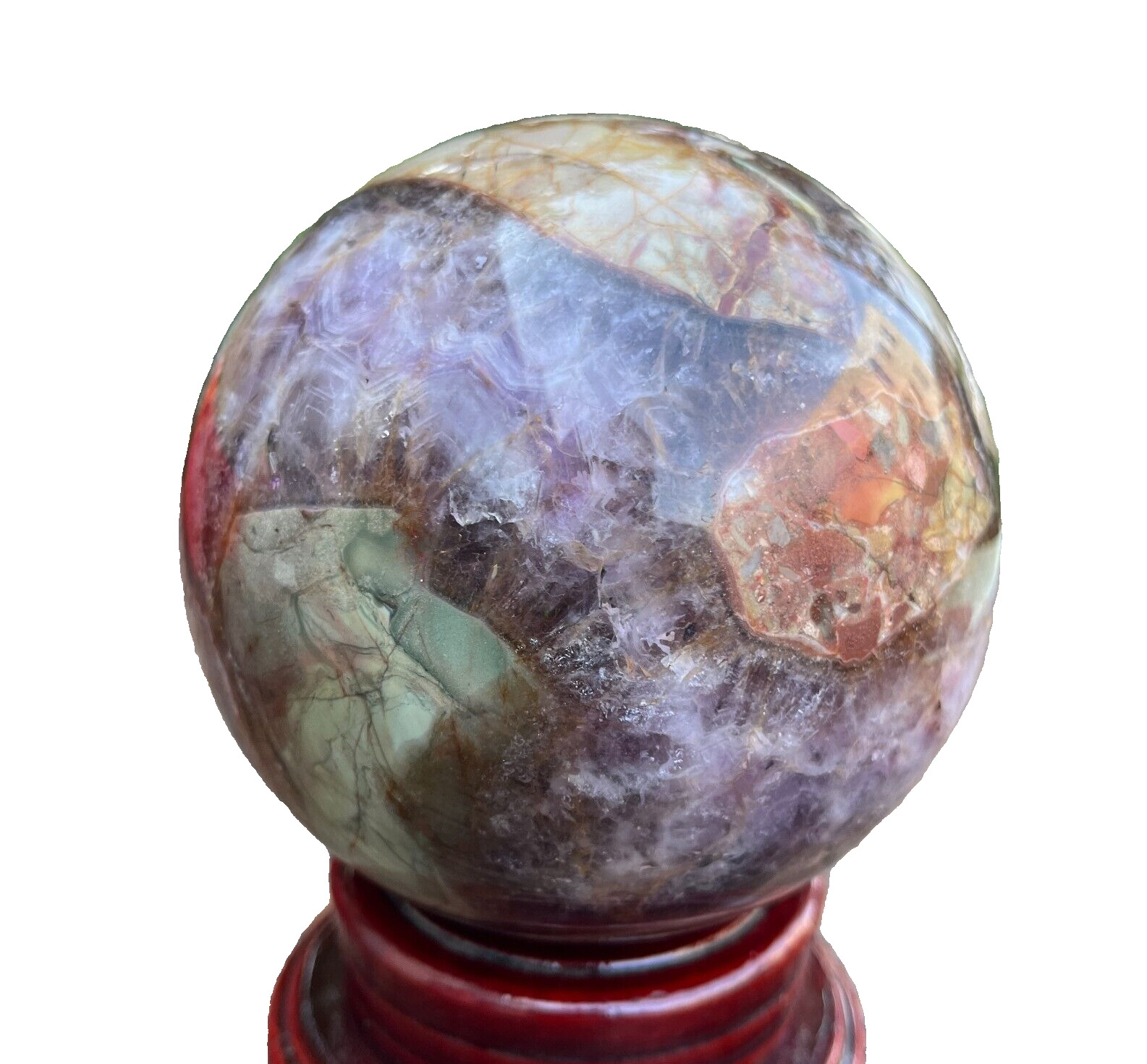 4.2LB 3.7'' Natural Amethyst Lace Agate Sphere Ball Quartz Rock Crystal Energy