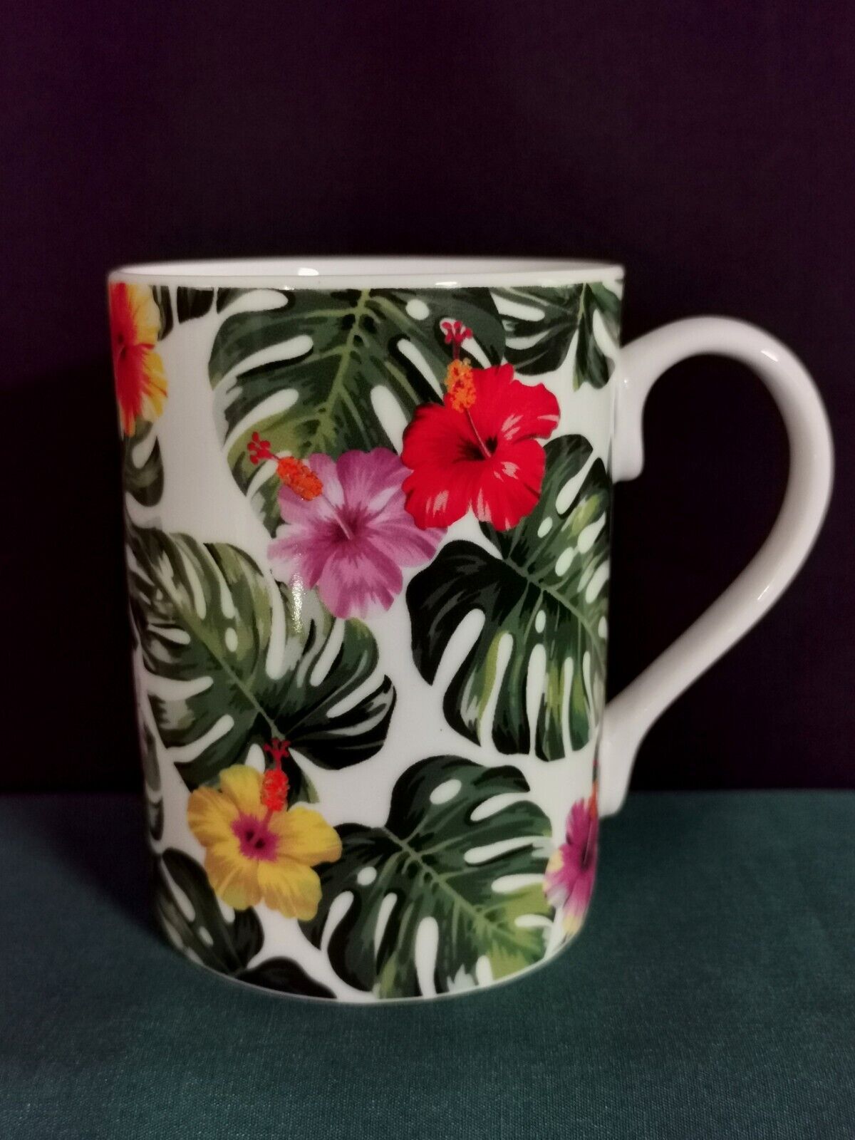 I. Godinger & Co Yellow Pink Red Floral Coffee Tea Cup Mug Tropical 12oz 4\