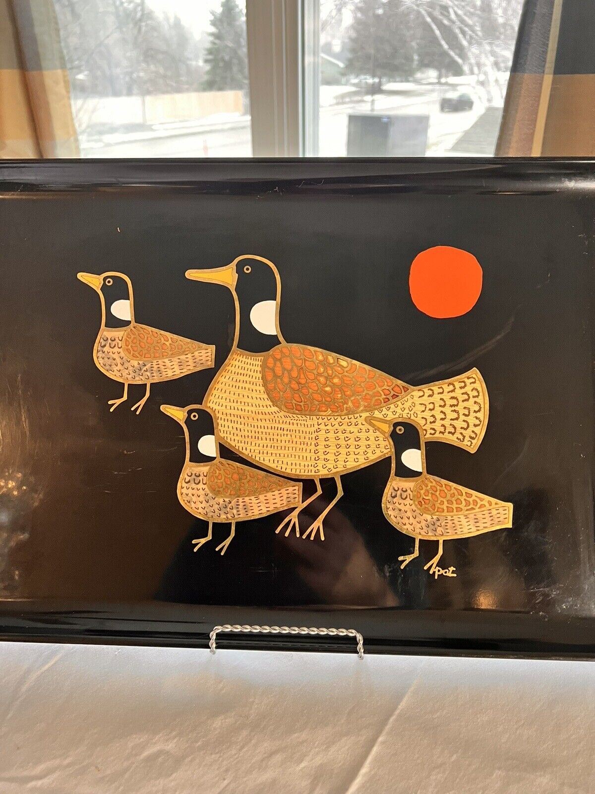 COUROC of Monterey California RARE Lg Serving Tray Geese Signed PAT