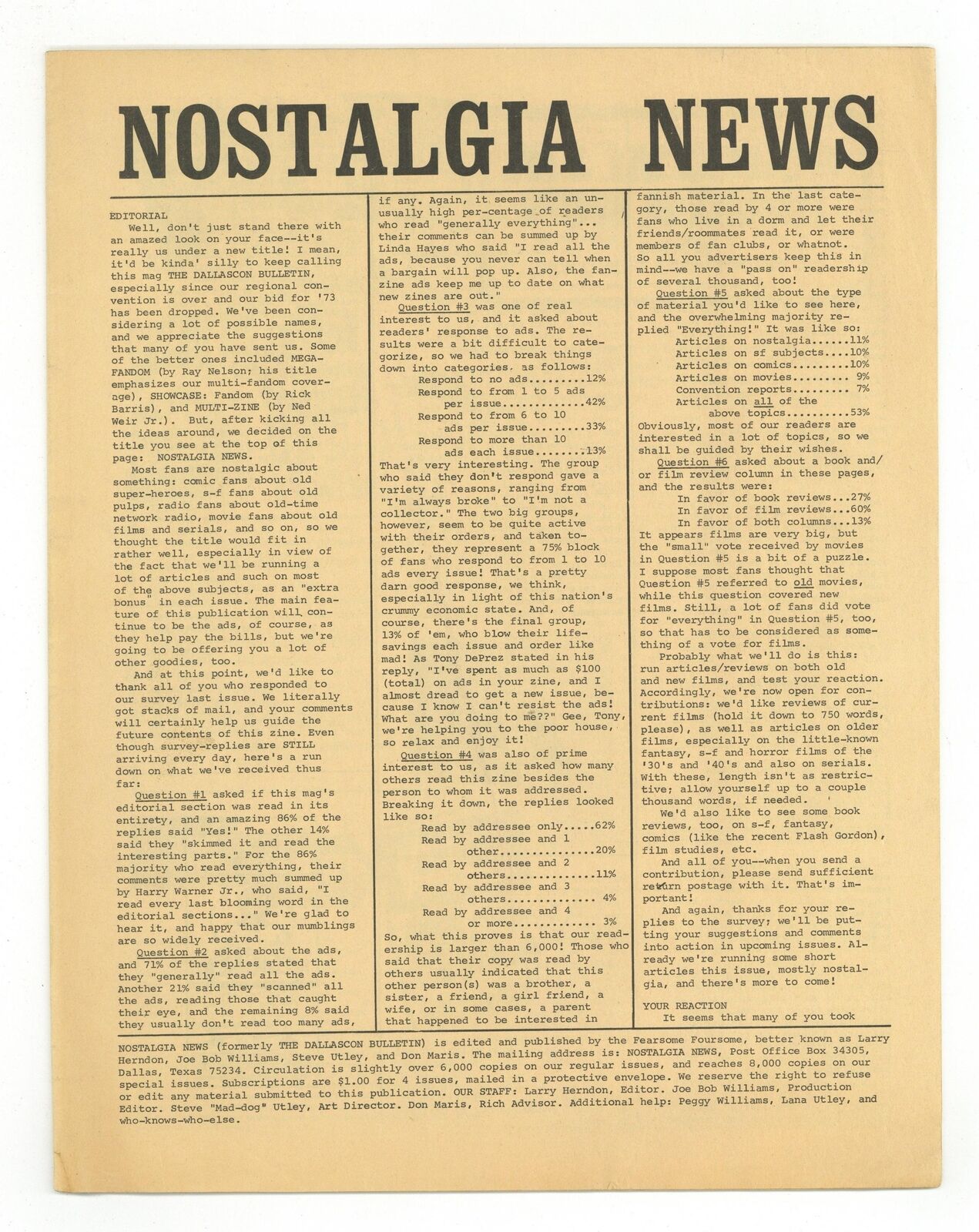 Nostalgia News #11 GD/VG 3.0 1972 Low Grade